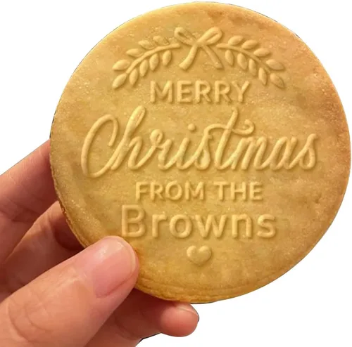 Miniatura 14 de Sello de galletas de Navidad personalizable 2025 con nombre de familia, sorpresa navideña para entusiastas de la repostería (diseño A)