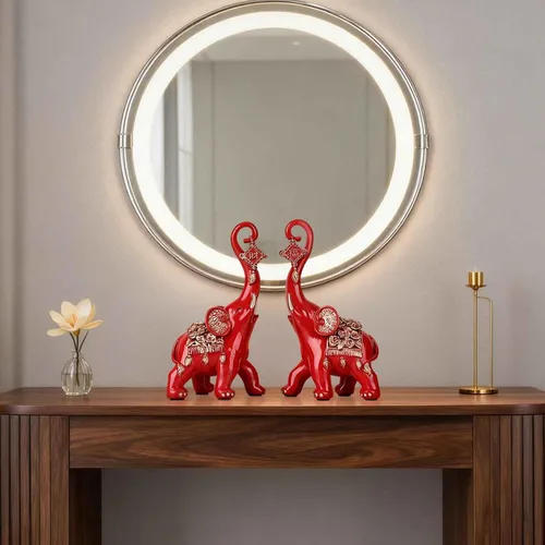 Miniatura 2 de Estatuas de elefante rojo para decoración del hogar, un par de estatuas de elefante de la suerte rojas y esculturas decorativas para la sala
