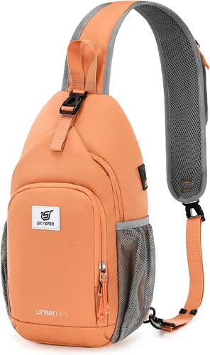 Miniatura 7 de SKYSPER - Mochila cruzada con bloqueo RFID, mochila de bandolera, mochila para el hombro y el pecho, mochila de viaje y senderismo, para mujeres