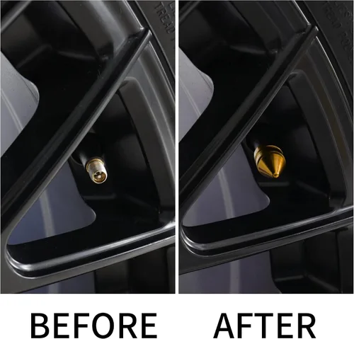 Miniatura 3 de SINGARO Tapones para válvulas de neumáticos de automóvil, 4 piezas de accesorios universales de aleación de aluminio, cubiertas de neumáticos Dorado