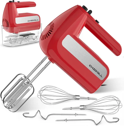 Miniatura 9 de Batidora de mano eléctrica de 5 velocidades, batidora de mano de 800 W con turbo para hornear y cocinar, mezclador de alimentos de cocina con Blanco