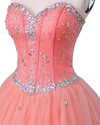 Miniatura 5 de Likedpage - Vestido de tul con escote de corazón para mujer, diseño para bailes, fiestas, graduaciones y quinceañeras