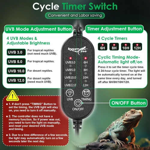 Miniatura 6 de Luz UVB para reptiles, 10W HO LED UVB lámpara de reptil UVA UVB lámpara bombilla terrario luz con temporizador y 5 brillo ajustable para dragón