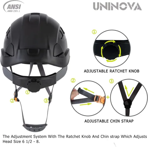 Miniatura 3 de Casco de seguridad – Casco aprobado por ANSI Z89.1 ajustable – Suspensión de trinquete de 6 puntos y cascos OSHA