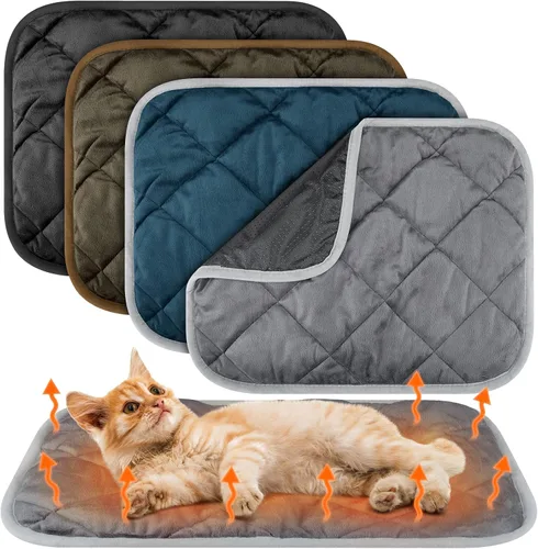 Miniatura 55 de Paquete de 4 Almohadillas Autocalentables para Gatos, Alfombrilla Autocalentable para Perros que Refleja el Calor Corporal, Almohadilla Térmica