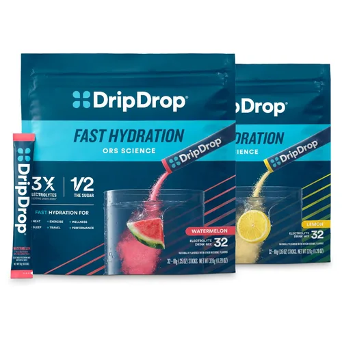 DripDrop Hidratación - Paquetes de polvo de electrolitos - Paquete de sandía y limón - 64 unidades