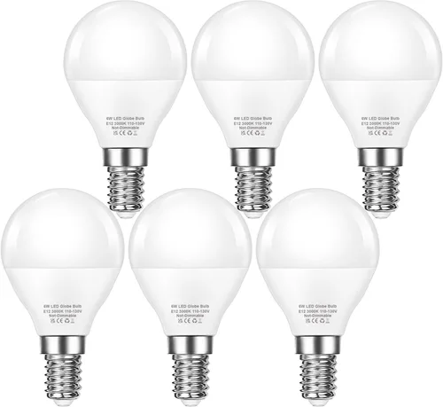 EvaStary Bombilla para ventilador de techo E12 base candelabro, 3000K blanco cálido equivalente a 60 W, bombillas LED de candelabro E12, 6 W 600 lm
