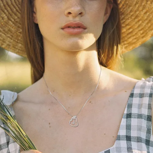 Miniatura 2 de YL Collar con inicial de mariposa para mujer, plata de ley 925, con dije de corazón de amor, alfabeto A-Z