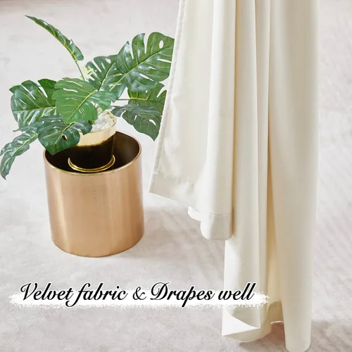 Miniatura 5 de Pony Dance Cortinas de terciopelo blanco de lana, suaves, clásicas, sólidas, aisladas térmicas, para sala de estar, protección de privacidad, lana