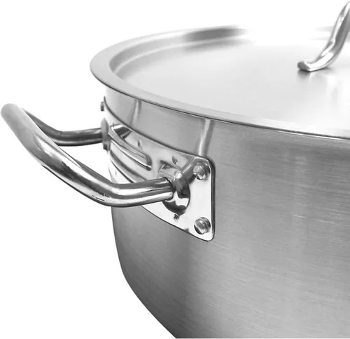 Miniatura 5 de TrueCraftware - Olla de acero inoxidable de 20 cuartos de galón con base encapsulada y cubierta - Olla de brasero de alta resistencia para sopa