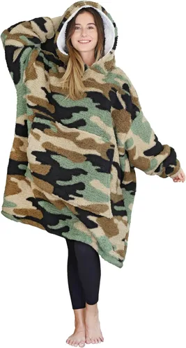 Miniatura 28 de Tirrinia Sudadera Manta de Gran Tamaño con Capucha, Mantas Sherpa Esponjosas Vestibles, Manta Sudadera Reversible y Acogedora, Regalo para Adultos #