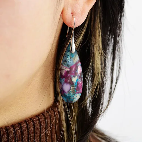 Miniatura 2 de SELOVO Pendientes colgantes con gancho de piedra para mujer