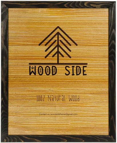 Portarretratos tamaño póster de madera rústica Madera sólida natural ecológica ara montaje en pared con acabado rústico Gris antracita