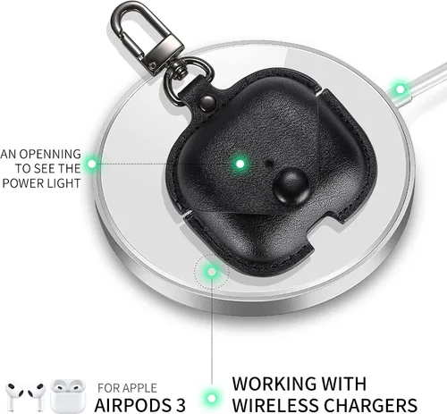Miniatura 5 de MODOS LOGICOS Funda para Air Pods 3 (2021), funda de cuero con cierre rápido seguro compatible con Apple AirPods 3ª generación de funda de carga