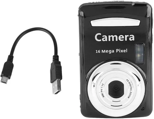 Miniatura 7 de Cámara digital para niños, video 720P de 2.4 pulgadas, pantalla LCD de 4X, zoom digital de 16 MP, videocámara compacta con luz de relleno y soporte