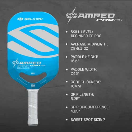 Miniatura 4 de Selkirk Sport Paletas de pickleball Amped Ensambladas en los Estados Unidos Amped Control o Amped Pro Pala de pickleball de fibra de vidrio