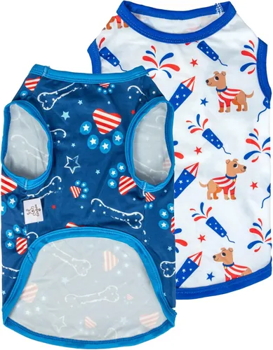Miniatura 11 de CuteBone Camisas de Halloween para perros, paquete de 2, ropa suave para mascotas, chaleco de verano transpirable para cachorros pequeños y ropa