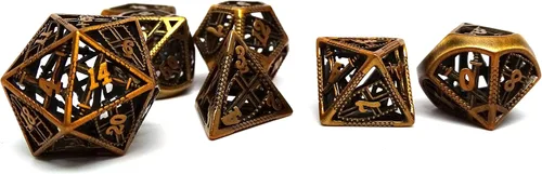 Miniatura 8 de Dados huecos de Devine Retribution - Dados poliédricos de metal con diseño de espadas y escudos (Gun Metal D20)