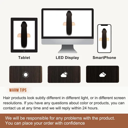 Miniatura 7 de Flufymooz - Extensión de cola de caballo de 26 pulgadas, extensiones de cabello con cordón y clip rectas, cola de caballo falsa natural suave