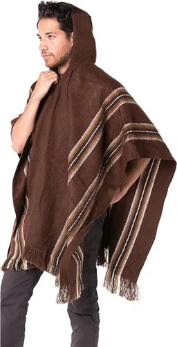 Miniatura 29 de Gamboa Poncho de alpaca para hombre Pancho mexicano con capucha vaquero y ponchos occidentales manta para adultos