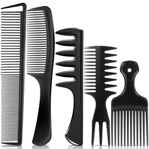 Miniatura 15 de SALON SILK 4 piezas Juego profesional de peines, peines de cola de rata de dientes anchos y finos, juego de corte y peinado para trenzado, barbero