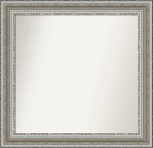 Miniatura 335 de Amanti Art Espejo de baño plateado para sobre el fregadero, 26 x 26 pulgadas, espejo cuadrado de plata antigua, marco de madera tradicional mediano