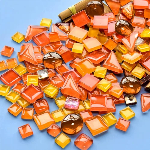 Miniatura 5 de Azulejos de mosaico de cristal irregulares de 17.64 oz de colores mixtos, pequeños mosaicos de bricolaje para niños, manualidades de cristal hechas