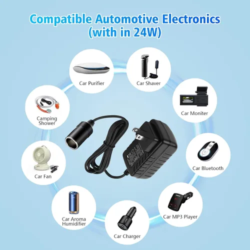 Miniatura 2 de Convertidor de 110V a 12V, adaptador de encendedor de cigarrillos para coche - Convertidor de CA a CC (110V-240V a 12V), adaptador de corriente