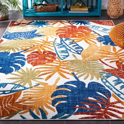 Miniatura 10 de SAFAVIEH Alfombra lavable para exteriores, colección Cabana - Alfombra de pasillo de 2 x 4 pies, color crema y rojo, no desprende pelusa y fácil