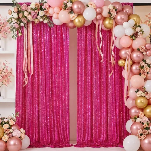 Miniatura 65 de Telón de fondo de lentejuelas moradas 2 paneles 2FTx8FT con purpurina telón de fondo cortinas para fiesta de Halloween fondo de fotos para bodas