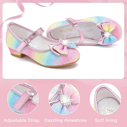 Miniatura 4 de Furdeour Girls Dress Shoes Mary Jane Wedding Flower Bridesmaids Heels Glitter Princess Shoes for Kids Toddler