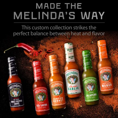 Miniatura 7 de Melinda's Chef Fig's Heat & Flavor Collection - Juego de regalo de salsa picante gourmet con una variedad de sabores y niveles de especias, incluye