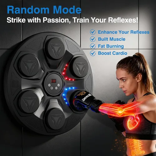 Miniatura 4 de Upgrade Music Boxing Machine For Adults Kids, Interactive Music Punching Machine with Gloves 12 Modes 12 Speeds, Wall Mounted Electronic Boxing