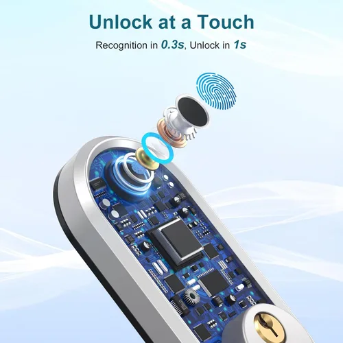 Miniatura 5 de Cerrojo inteligente de entrada sin llave - SMONET Cerradura electrónica de huella digital con teclado táctil, cerradura de puerta digital