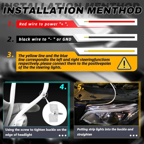 Miniatura 6 de Tira de luces de circulación diurna DRL de escaneo dinámico para automóvil, 2 unidades de 11.8 pulgadas blanco/ámbar, luces direccionales