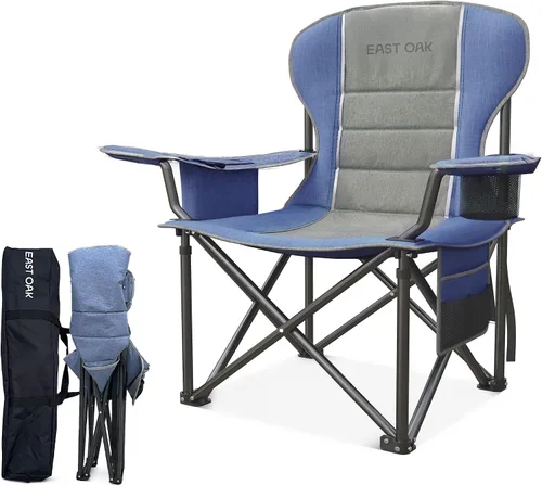 Miniatura 18 de Silla de campamento reclinable, silla plegable ajustable con respaldo de 100° a 140°, marco en X resistente que soporta 265 libras, respaldo