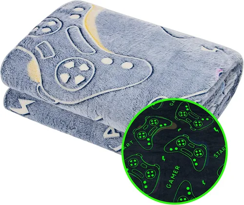 Manta que brilla en la oscuridad de control de videojuegos, niños, novio y adolescentes, manta suave y acogedora, decoración para el hogar y el