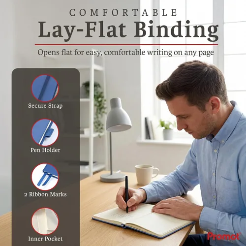 Miniatura 5 de Promot - Cuaderno de Diario Rayado: Diario Personalizado con Texto en Relieve en Oro Metálico - A5 Azul 192 Páginas Rayadas 8.2 x 5.5 Pulgadas, 100