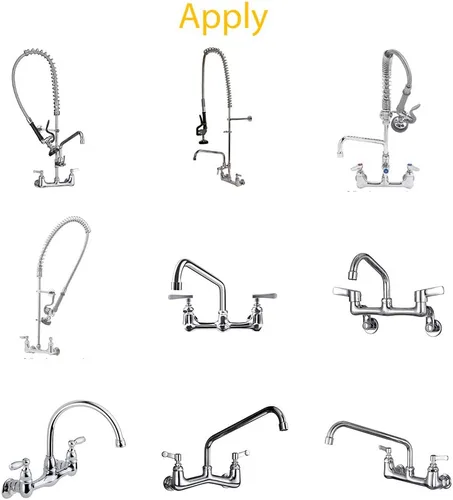 Miniatura 7 de Kit de instalación de grifo de montaje en pared comercial, juego de montaje en pared para grifo de cocina comercial de acero inoxidable y fregadero