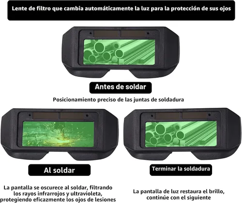 Miniatura 6 de T TOVIA Gafas de Soldadura LCD de Seguridad Protectoras con Energía Solar de Oscurecimiento Automático con Sombra Ajustable, Gafas de Soldadura de 2