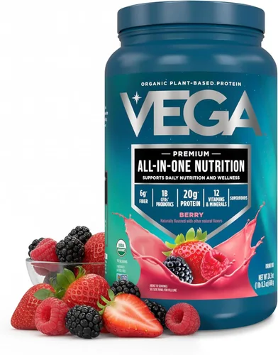 Miniatura 22 de Vega Todo en Uno Nutrición Orgánica - 20 g de proteína de guisante a base de plantas, vainilla francesa, 43 porciones, vitaminas A y C, probióticos