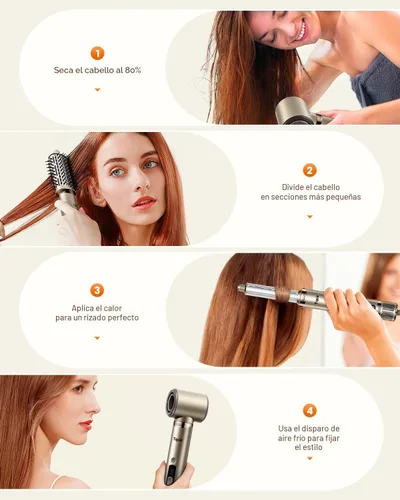 Miniatura 9 de Tqcir Cepillo secador de pelo profesional 5 en 1, potente multiestilizador con rizadores de envoltura automática, secado rápido, rizado, alisado