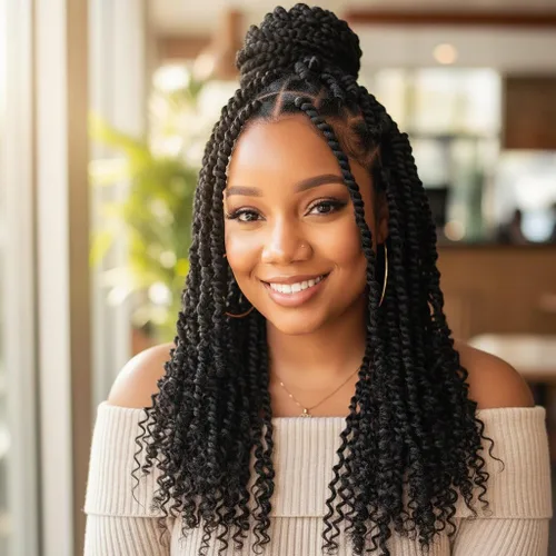 Miniatura 22 de Fulcrum Cabello Passion Twist de 6 pulgadas, 8 paquetes de cabello de ganchillo Passion Twist para mujeres negras, cabello pretrenzado de ganchillo
