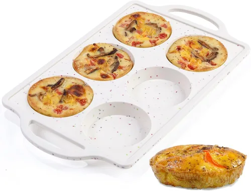 CAKETIME Molde para huevos de silicona con marco reforzado de metal de 3 pulgadas para sándwiches de desayuno, molde redondo de silicona