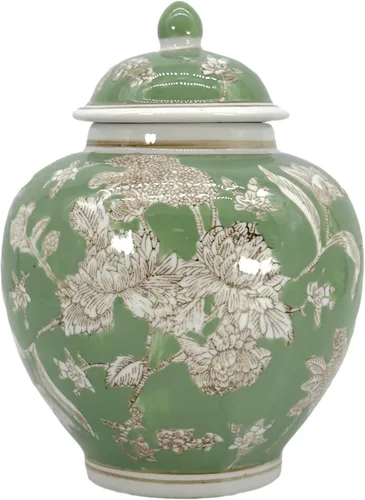 Miniatura 8 de Galt International Tarro de jengibre chinoiserie floral azul oscuro de 10 pulgadas con tapa, tarro de jengibre, almacenamiento de té, decorativo