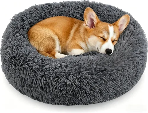 Miniatura 23 de Calming Donut Dog and Cat Bed for Indoor Cats, Anti-Anxiety Round Fluffy Soft Washable Small Pet Bed for Puppy and Kitten, Warming Comfortable