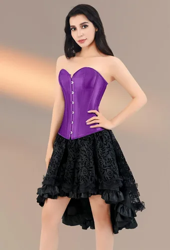 Miniatura 7 de Kranchungel Tops de corsé para mujer corsé renacentista de talla grande - Bustier con cordones Overbust disfraces de Halloween - Sesiones de fotos