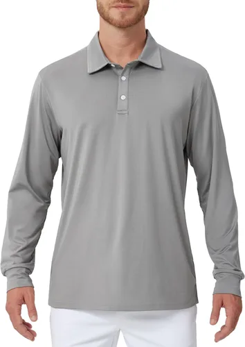 Miniatura 54 de NAVISKIN Camisas polo de manga larga para hombre, camisas de golf con cuello UPF 50 SPF para hombre, secado rápido, absorbe la humedad