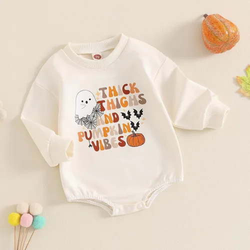 Miniatura 27 de FYBITBO Traje de Halloween para recién nacido, niña y niño, espeluznante temporada, mameluco con burbujas para otoño, Halloween, ropa de bebé