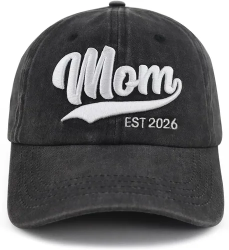 Miniatura 4 de Gorra de béisbol con bordado 3D ajustable para mamá y papá EST 2025 2026, regalos para nuevos padres